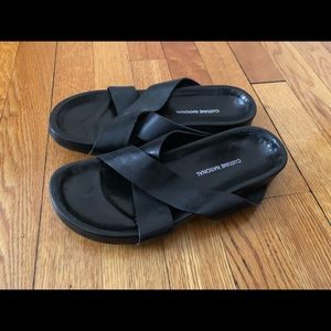 Costume National black leather criss-cross sandals size 37. EUC.